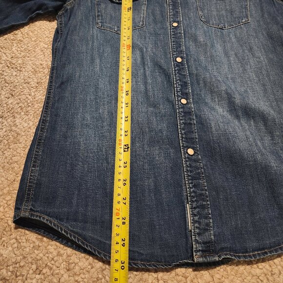 H&M Blue Denim Long Sleeve Snap Button Shirt - Picture 5 of 7